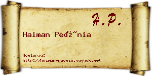 Haiman Peónia névjegykártya